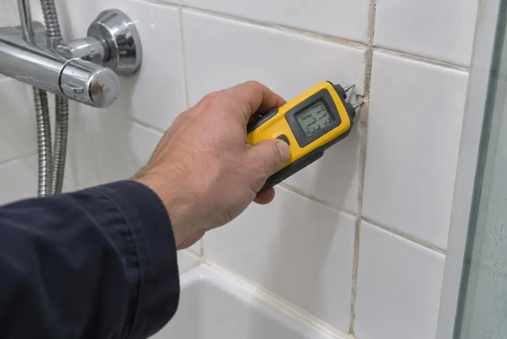 Lekdetectie Woerden – vochtmeter op badkamertegels bij de douche