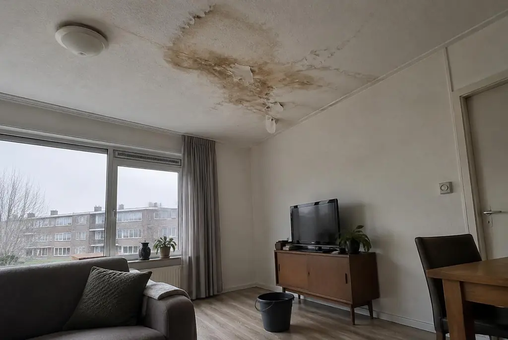 Lekdetectie Woerden – vochtplek op het plafond onder een badkamer